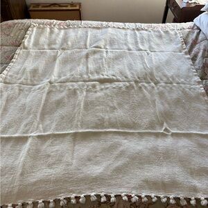 Pottery Barn Cream Textured Throw Blanket